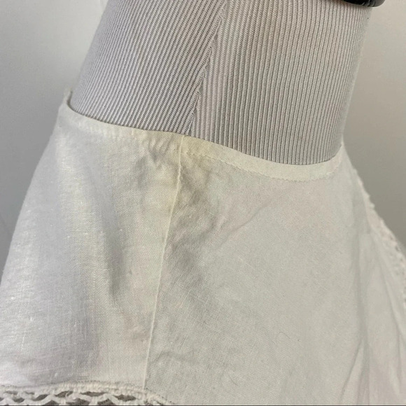 Vintage Off White Annie Cotton Crochet Edge Fabric Button Back Lace Collar - Picture 15 of 15